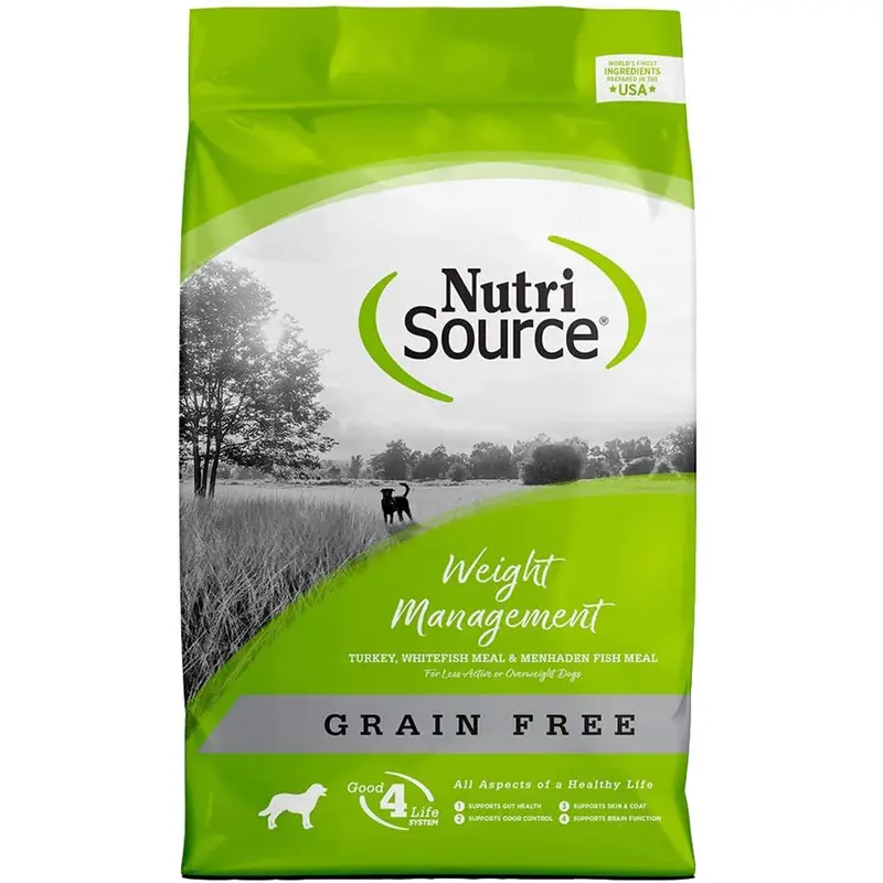 NutriSource Grain Free Weight Management Dry Dog Food - Turkey, Whitefish, & Menhaden - 4lb Bag