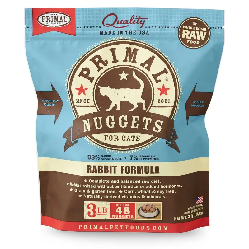 Primal Cat Raw Rabbit Nuggets 3lbs.