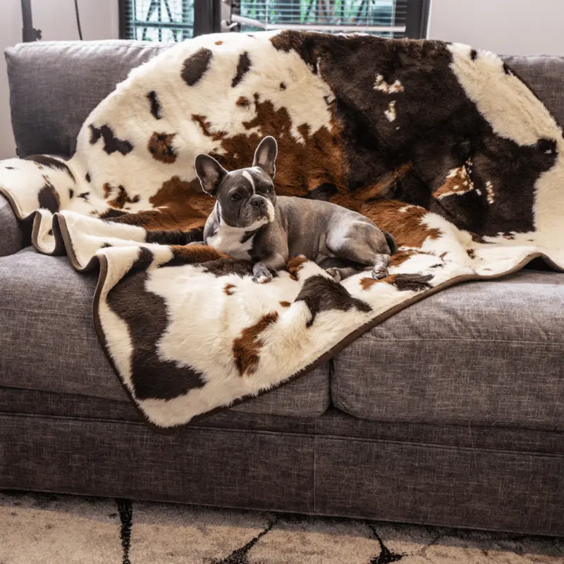 PupProtector Waterproof Throw Blanket - Brown Faux Cowhide
