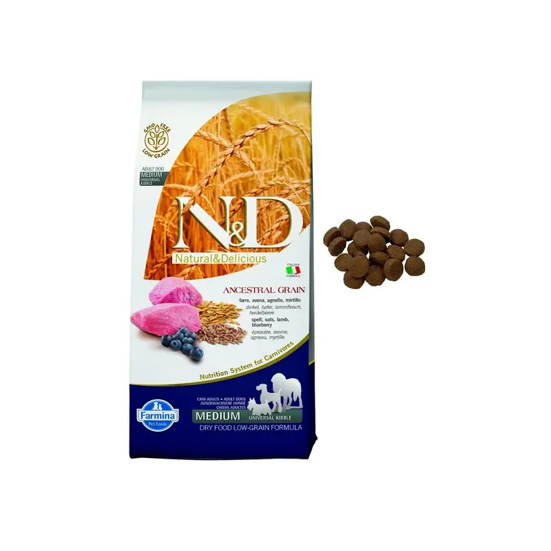 Farmina N&D Ancestral Grain Dry Dog Food - Lamb, Blueberry, Spelt, & Oats - 26.4lb Bag