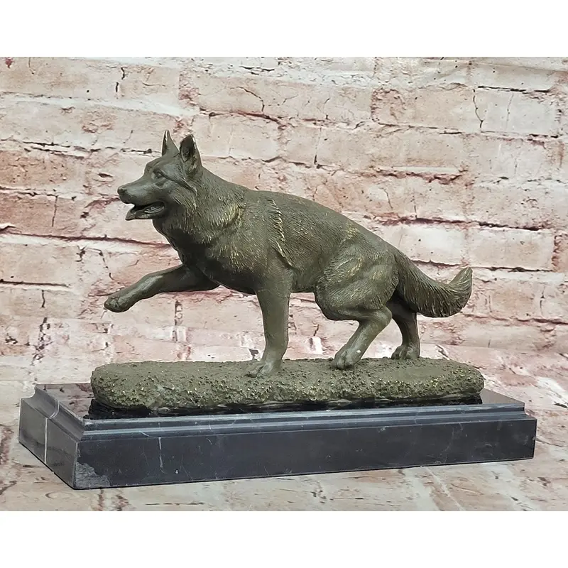 Bronze German Shepherd Statue   Guard Dog Sculpture Decor