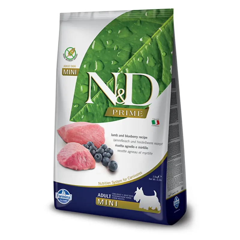 Farmina Prime N&D Natural & Delicious Grain Free Mini Adult Lamb & Blueberry Dry Dog Food