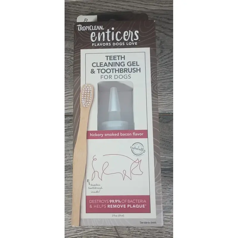 TropiClean Enticers Teeth Cleaning Gel & Toothbrush for S/M Dogs - Peanut Butter & Honey Flavor, 2oz