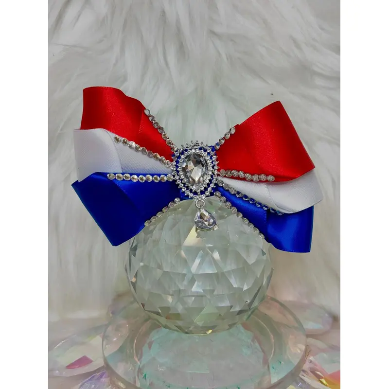 Crystal Hair Bows for Dogs-Red,White & Blue