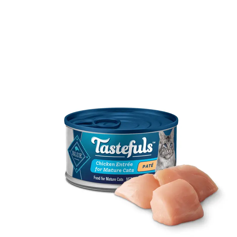 Blue Buffalo Tastefuls Mature Indoor Chicken Pate Entree for Mature Cats Wet Cat Cans (3oz)