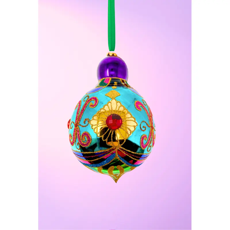 Topaz Sparkling Gem Glass Christmas Bauble