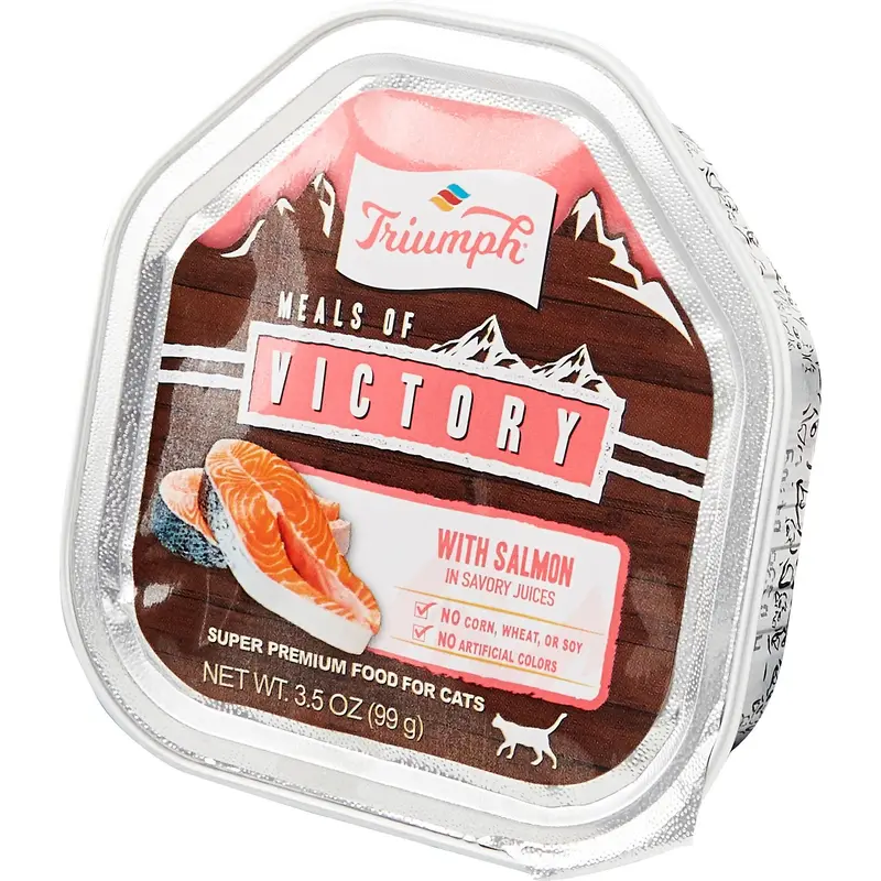 Triumph Meals Of Victory Salmon In Savory Juices Recipe Super Premium Wet Cat Food Cup