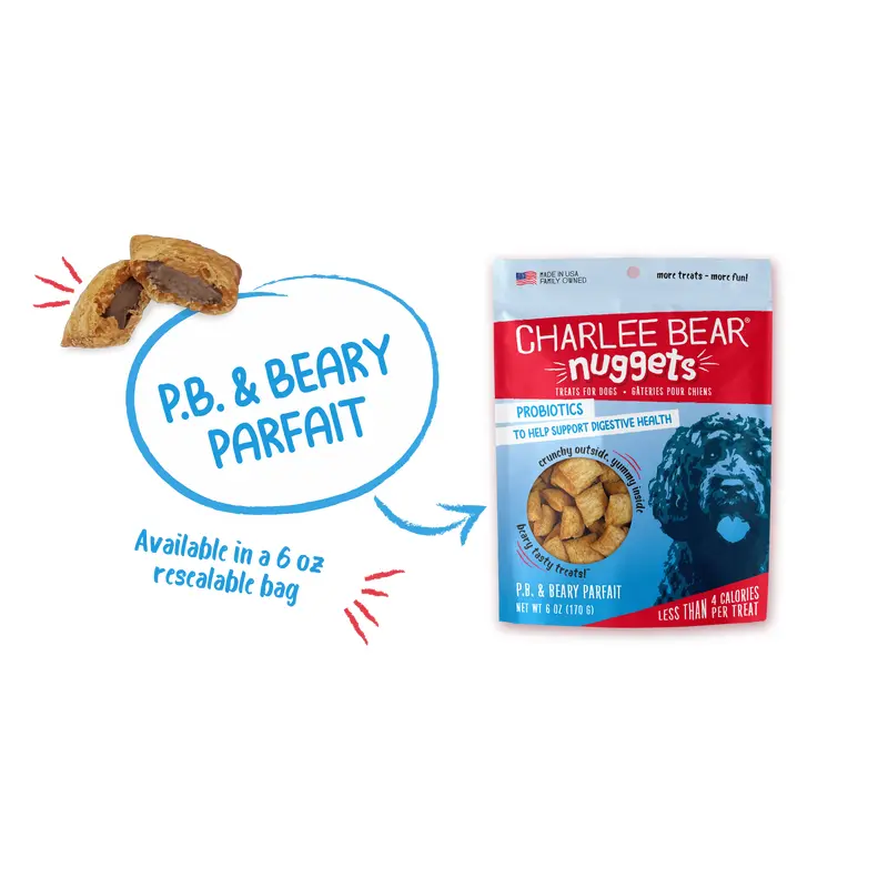 Charlee Bear Nuggets Dog Treats 6oz Peanut Butter Berry Parfait