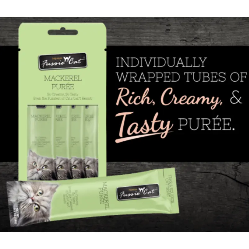 Fussie Cat Mackerel Puree Cat Treat .5oz 4pk