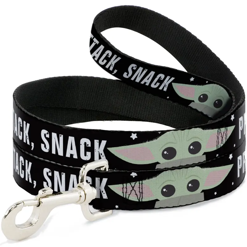 Dog Leash - Star Wars The Child Chibi Face PROTECT ATTACK SNACK Black/White