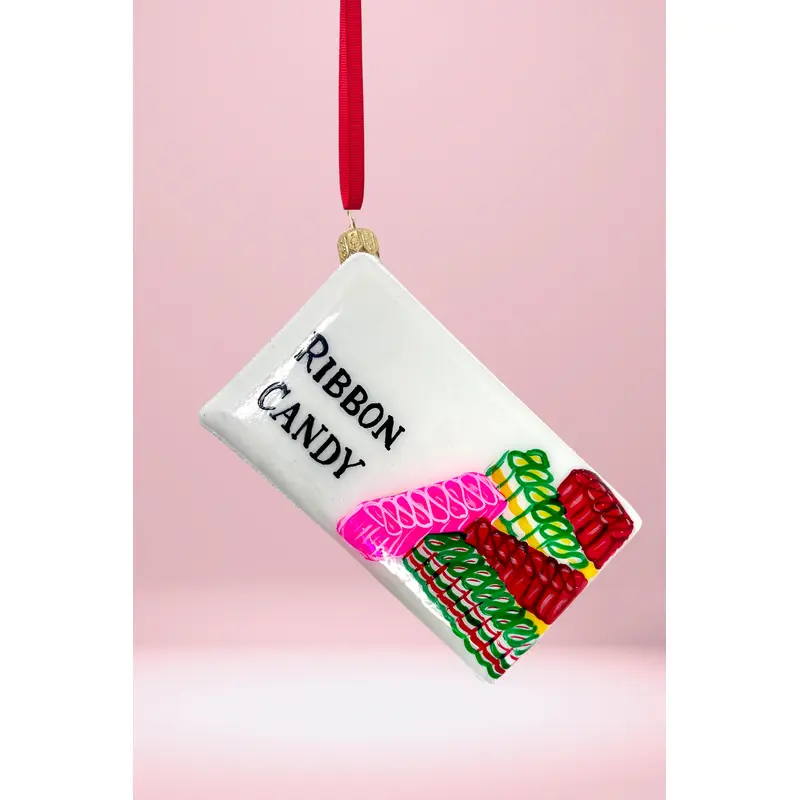 Ribbon Candy Box Glass Ornament