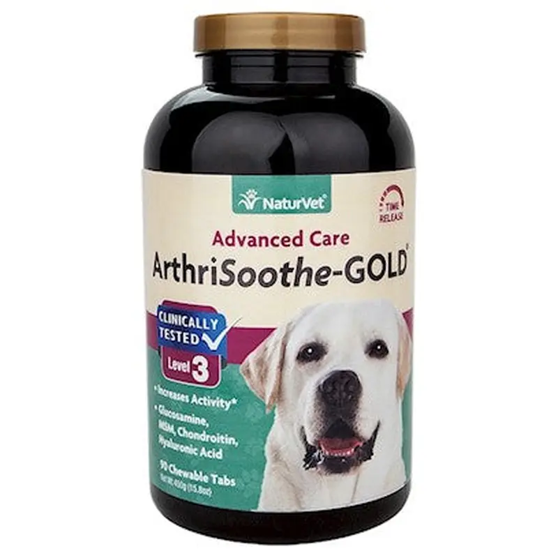 NaturVet ArthriSoothe Gold Level 3 Advanced Joint CareSupports Connective Tissue, Cartilage & Joint Movement  Glucosamine, MSM, Chondroitin & Green Lipped Mussel  90ct Tablets - Dogs & Cats