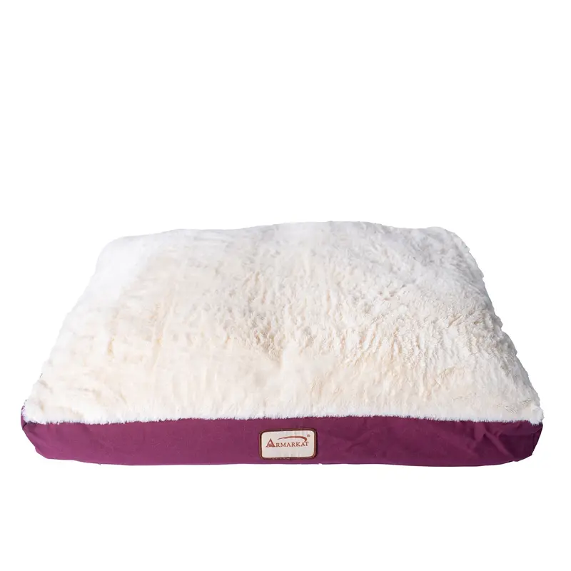 Armarkat M02HJH/MB-X Extra Large Pet Bed Mat With Poly Fill Cushion & Removel Cover  Burgundy & Ivory