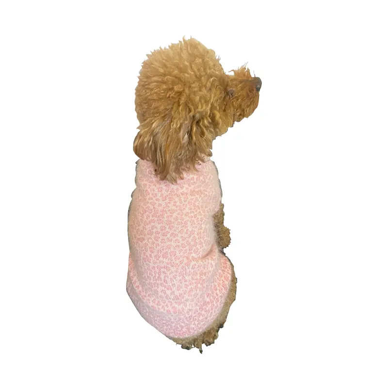 Baby Cheetah Furry Dog Sweater, Blush