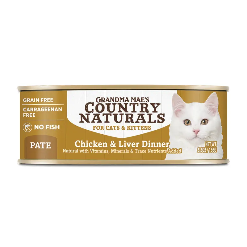 Grandma Mae's Country Naturals GF Chicken & Liver Dinner Canned Wet Food For Cats 5.5oz/24
