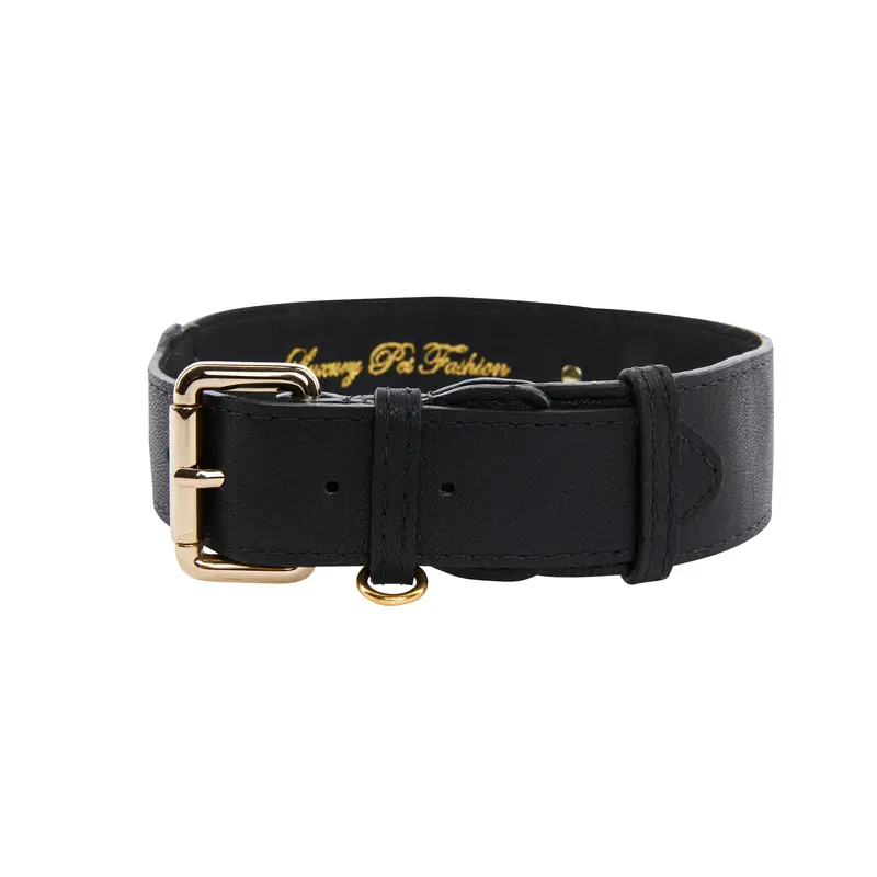 Classic Black Italian Leather Classic Collar