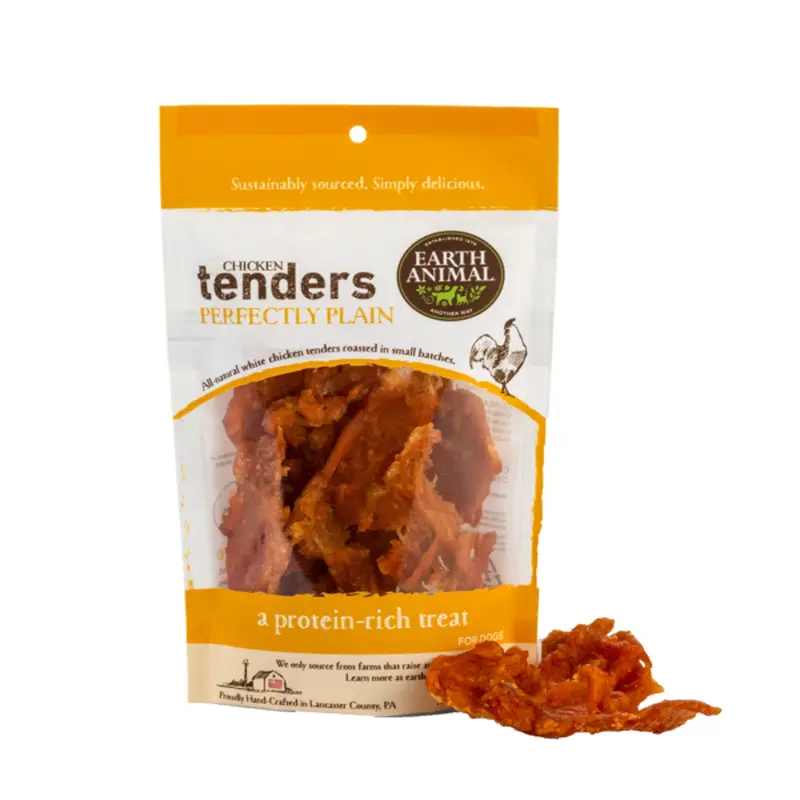 Earth Animal Perfectly Plain Chicken Tender Treats For Dogs; 4- Oz Bag