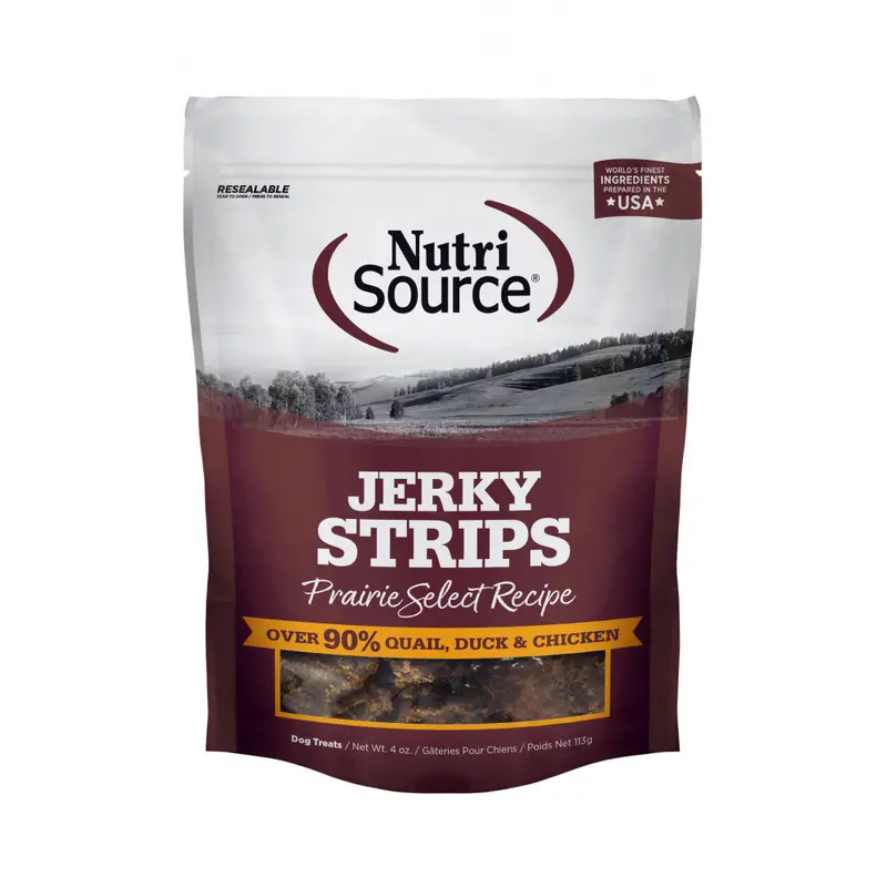 Nutrisource Prairie Select Jerky Strips 90% Quail, Duck, & Chicken Grain Free Treats