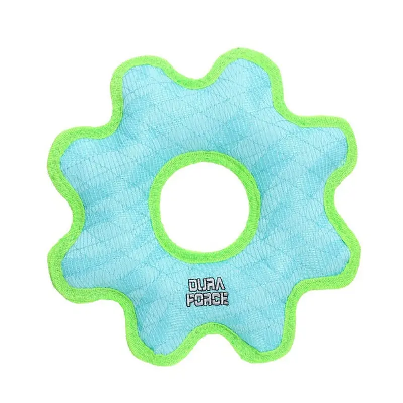 Tuffy's DuraForce Med Gear Ring Tiger Blue-Green Dog Toy