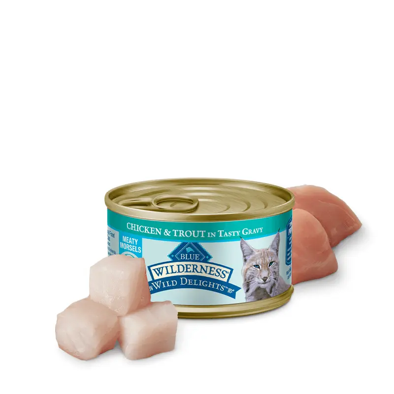 Blue Buffalo Wilderness Wild Delights Adult Chicken and Trout Entree Wet Cat Can (3oz)