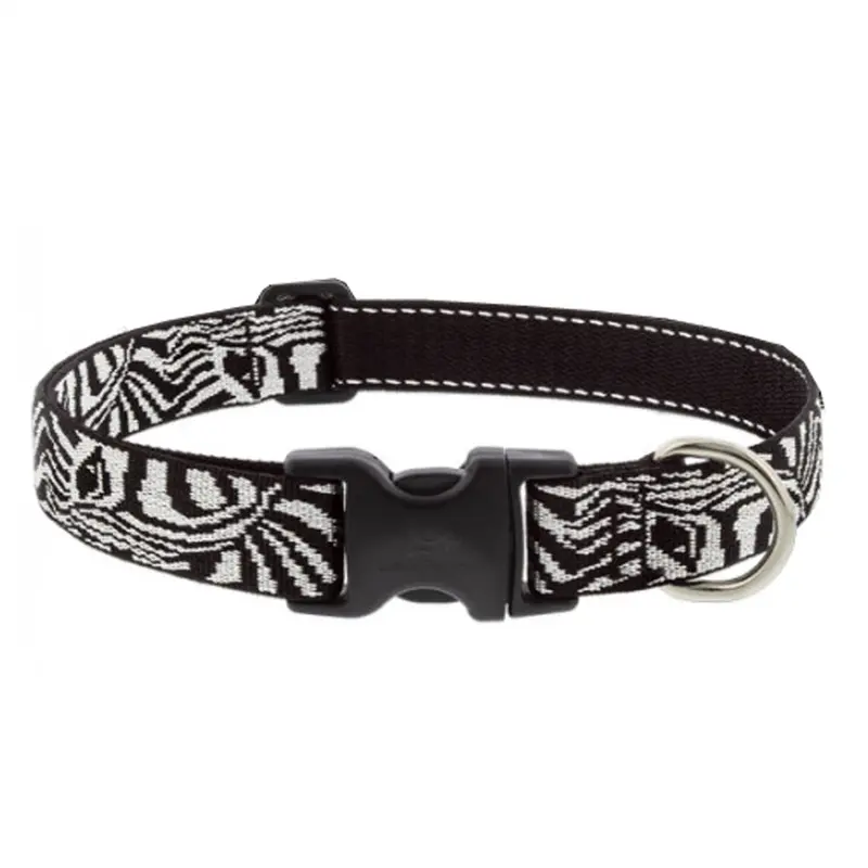 Lupine Adjustable Dog Collar 1" Wide X 16"-28" Neck Size Zebras