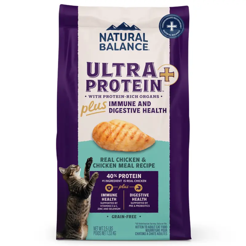 Natural Balance Ultra Protein+ Immune & Digestive Health Dry Cat Food - Chicken & Chicken Meal - 2.5lb Bag