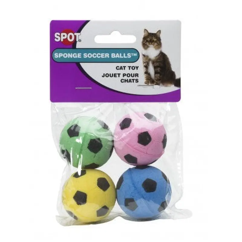 Spot Ethical Pet Cat Toy Sponge Soccer Balls 4Pk
