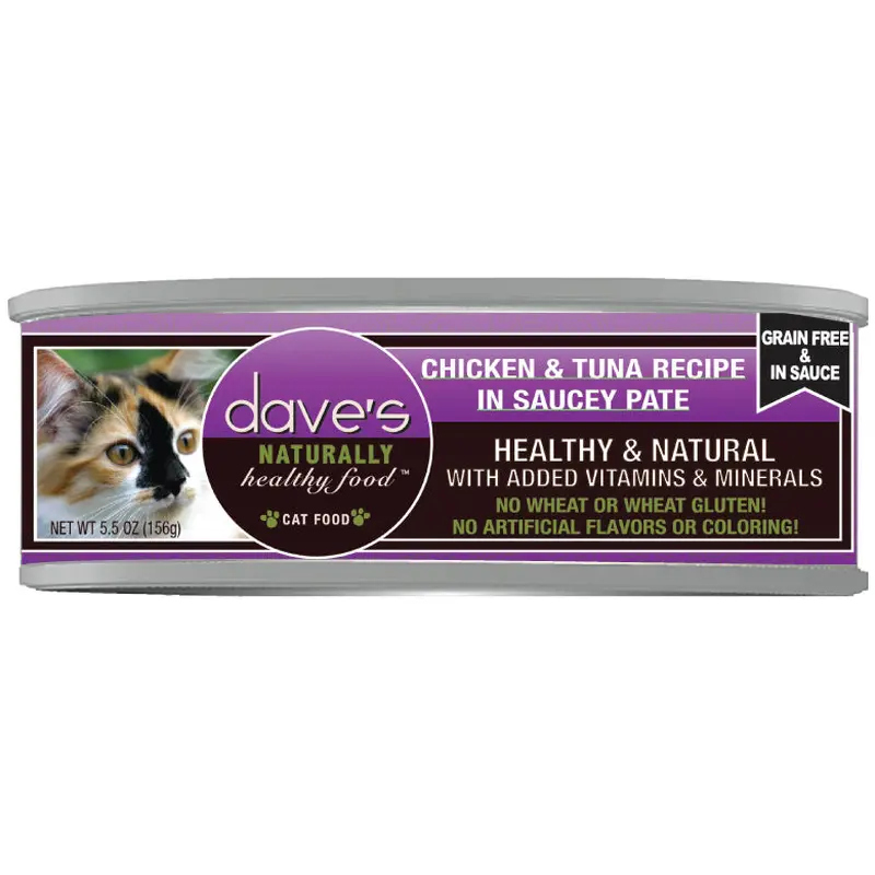 Dave Cat Grain Free Saucey Chicken N Tuna 5.5 oz