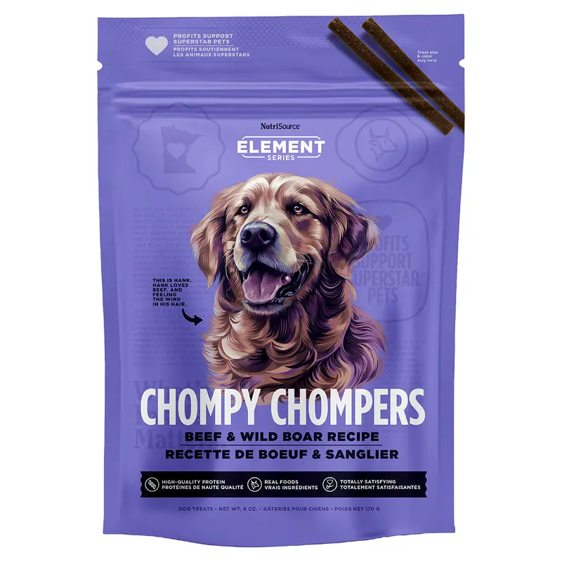 Nutrisource Element Chompy Chompers Dog Treat 6oz Beef and Boar