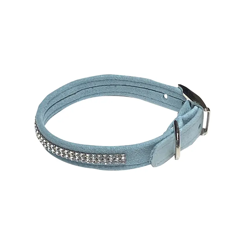 Glamour Girl Ultrasuede Collar w/ Swarovski Crystal, Horizon Blue