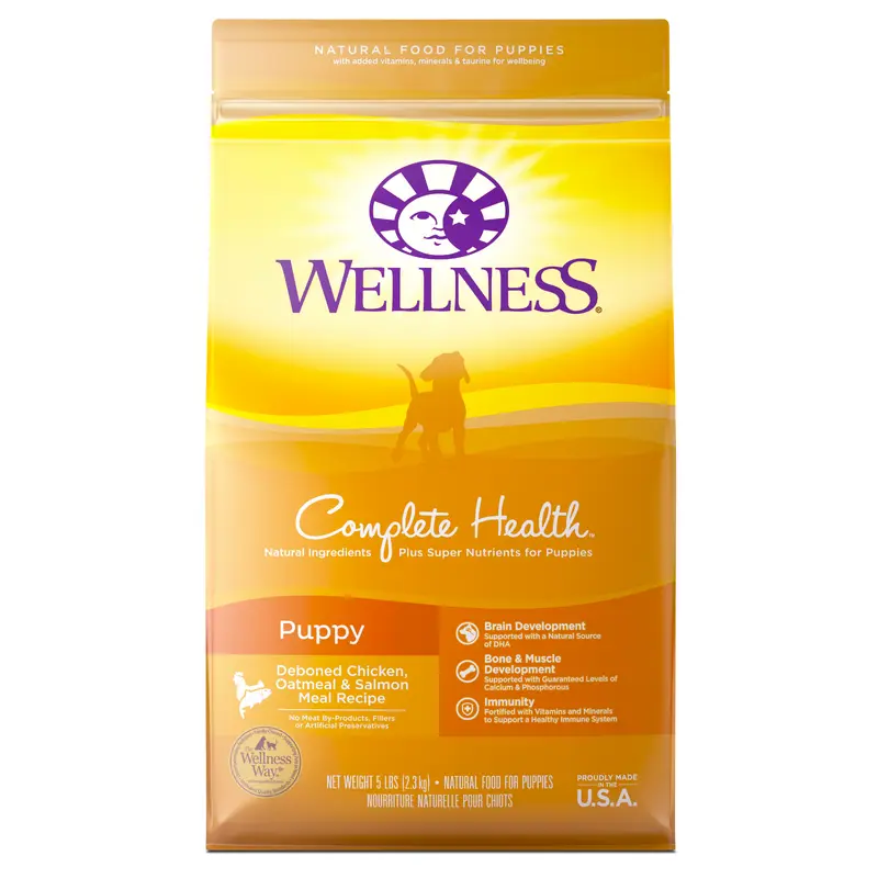 Wellness Complete Health Natural Dry Puppy Food Chicken Salmon & Oatmeal 5lb Bag