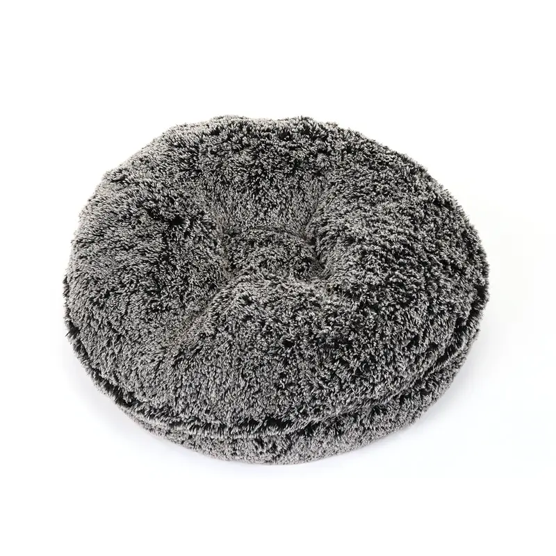 Black Frosted Shag Bagel Bed