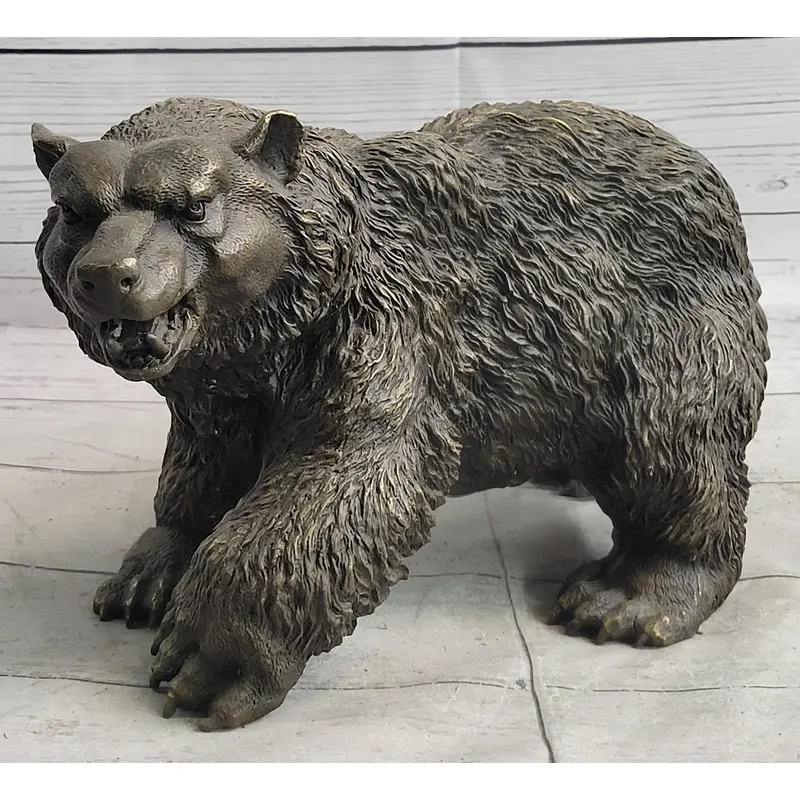 Bronze Metal Bear Figurine Sculpture Statue Handmade Art Figure