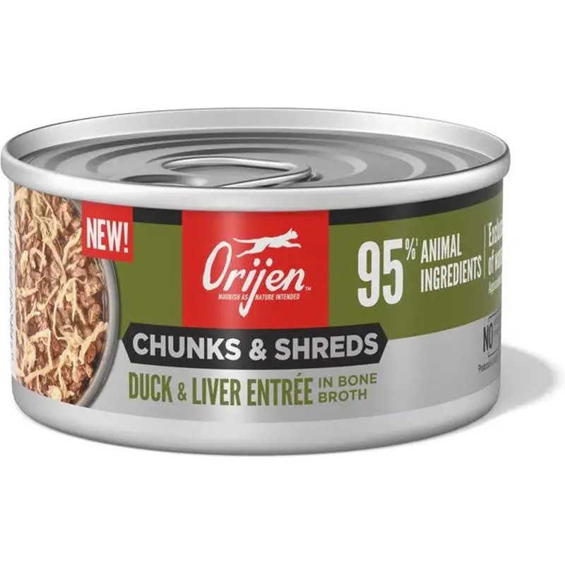 Orijen Grain Free Chunks & Shreds, Duck & Liver Wet Cat Food (3oz)