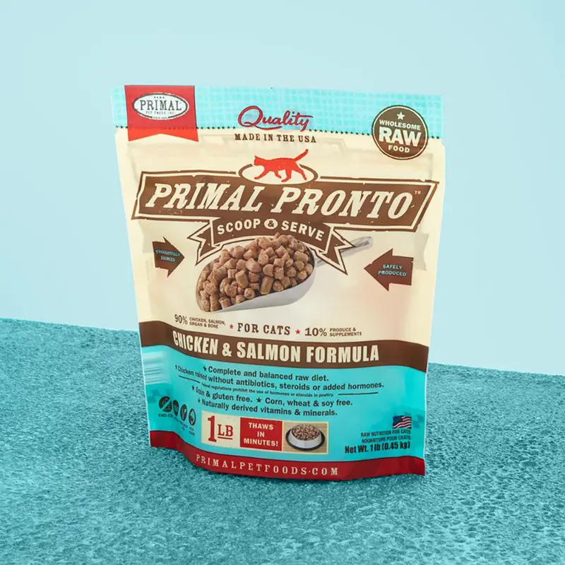Primal Raw Frozen Pronto Chicken & Salmon Formula Cat Food 1lb