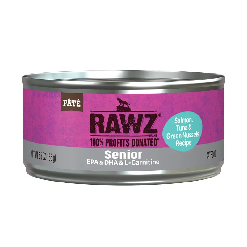 Rawz Salmon, Tuna & Green Mussels Senior Cat Canned 5.5oz