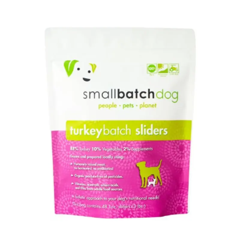 Small Batch Frozen Dog Food 1oz Sliders Turkey 3lb