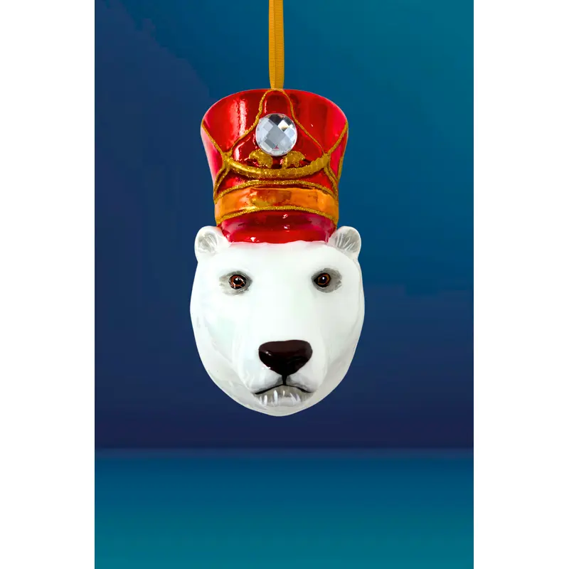 KRG Arctic Polar Bear Head Polish Glass Ornament