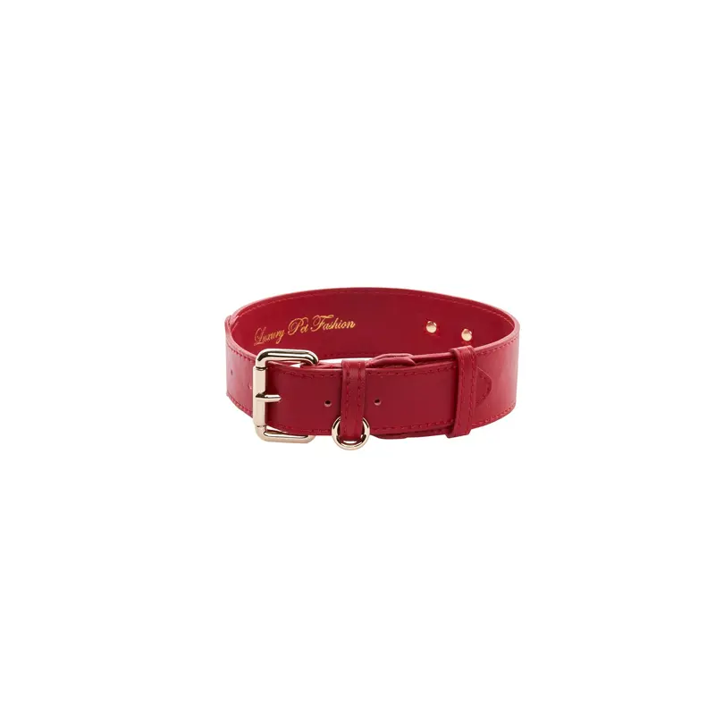 Red Vegan Leather Classic Collar