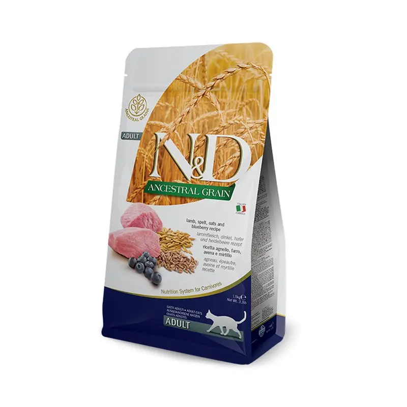 Farmina N&D Ancestral Grains Dry Cat Food - Lamb & Blueberry - 3.3lb Bag