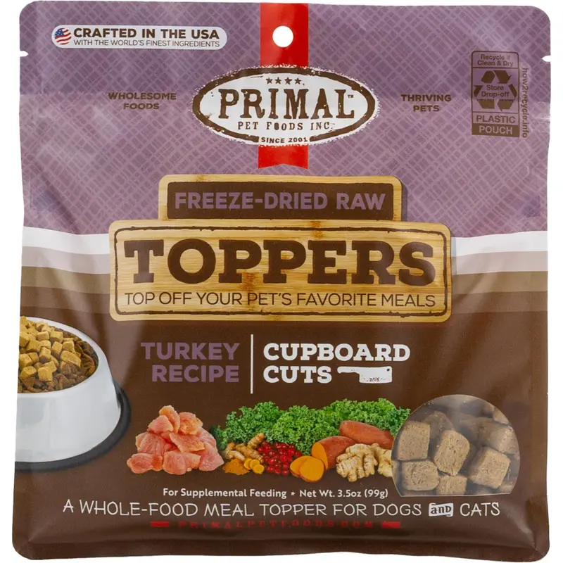 Primal Cupboard Cuts Turkey Grain-Free Freeze-Dried Raw Dog Food Topper 3.05oz