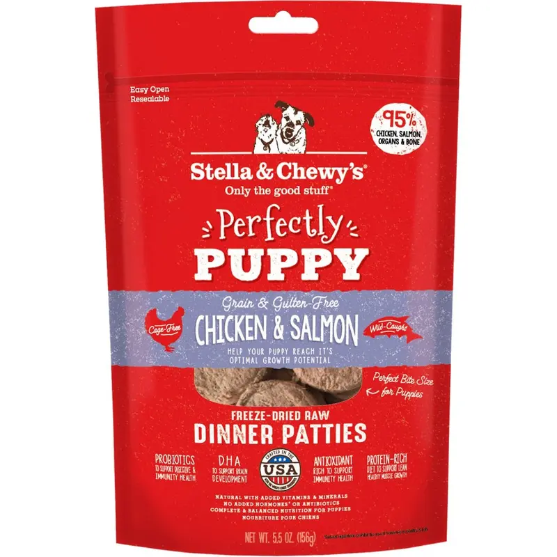 Stella & Chewy's Perfectly Puppy Freeze Dried Raw Chicken and Salmon Dinner Patties Grain Free Dog Food