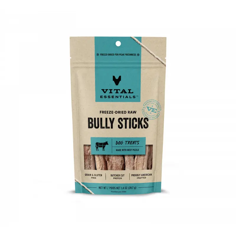 Vital Essentials Freeze Dried Vital Treats Grain Free Bully Sticks Dog Treats