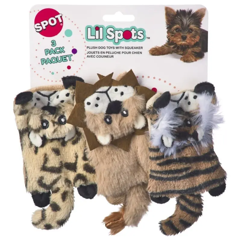 Spot Lil Spots Flat Cats Toy for Dogs 5 in (Assorted Colors) 3 pack