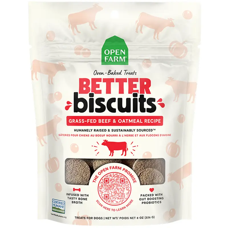 Open Farm Dog Treats Better Biscuits Beef & Oatmeal 8 oz
