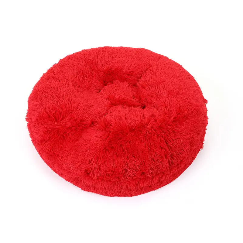 Red Shag Bagel Bed