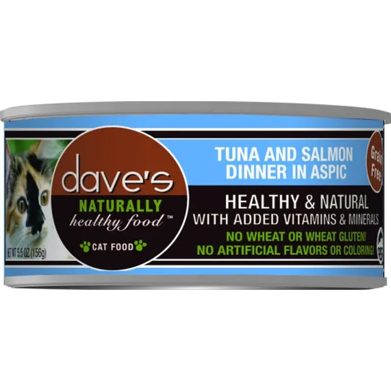 Dave's Naturally Healthy Tuna and Salmon Dinner in Aspic Canned Cat Food