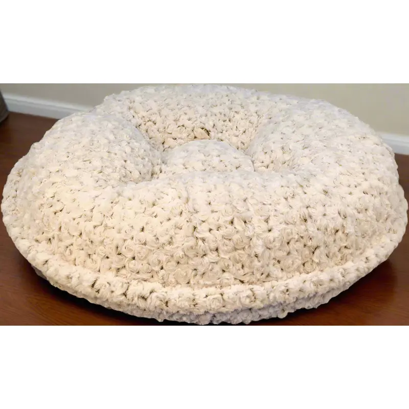 Chocolate/Beige Rosebud Bagel Bed