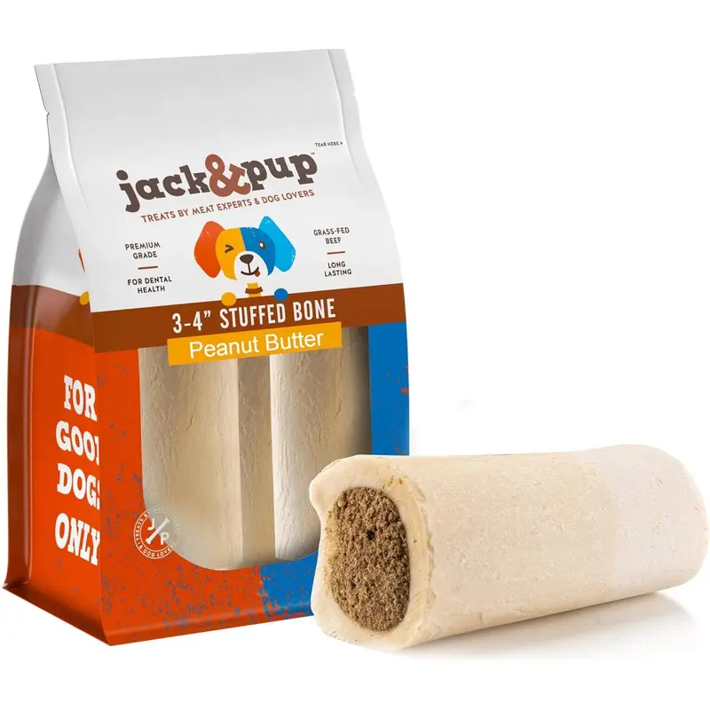 Jack & Pup Filled Dog Bones Peanut Butter Flavor (3-4inch)