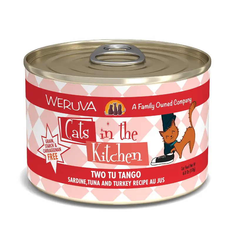 Weruva Cats in the Kitchen 6oz Canned Cat Food Two Tu Tango Sardine, Tuna and Turkey